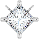 14K Gold Square Lab-Grown Diamond Solitaire Claw-Prong Necklace - White Gold