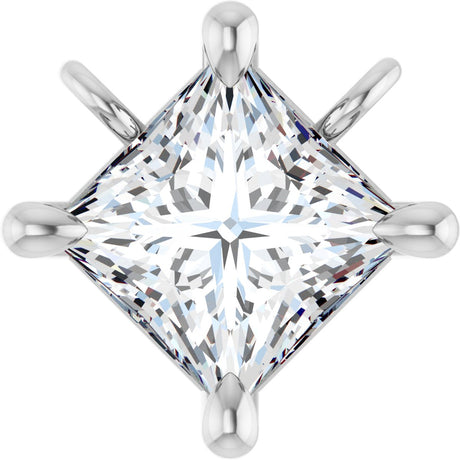 14K Gold Square Lab-Grown Diamond Solitaire Claw-Prong Necklace - White Gold