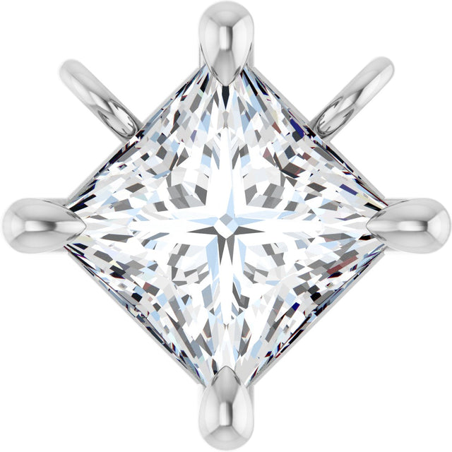 14K Gold Square Lab-Grown Diamond Solitaire Claw-Prong Necklace - White Gold