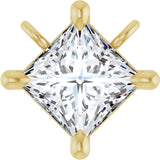 14K Gold Square Lab-Grown Diamond Solitaire Claw-Prong Necklace - Yellow Gold