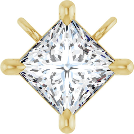 14K Gold Square Lab-Grown Diamond Solitaire Claw-Prong Necklace - Yellow Gold