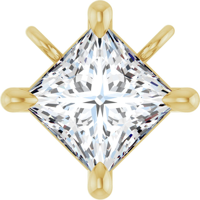 14K Gold Square Lab-Grown Diamond Solitaire Claw-Prong Necklace - Yellow Gold