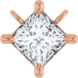 14K Gold Square Lab-Grown Diamond Solitaire Claw-Prong Necklace - Rose Gold
