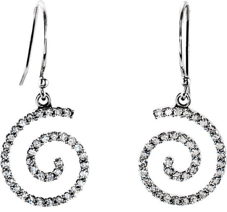14K Gold Round Natural Diamond Accented Spiral Earrings - view 2