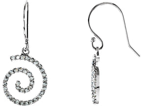 14K Gold Round Natural Diamond Accented Spiral Earrings