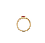 14K Gold Emerald Natural Pink Tourmaline Half-Bezel Family Stackable Ring - Yellow Gold - view 2