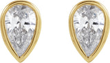 14K Gold Natural Diamond Pear Bezel-Set Stud Earrings – 3x2mm - Yellow Gold - view 2