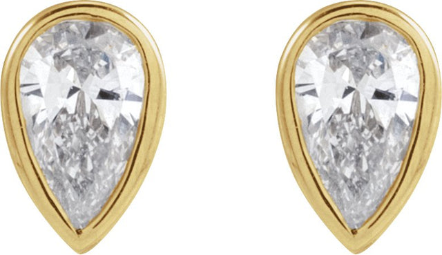 14K Gold Natural Diamond Pear Bezel-Set Stud Earrings – 3x2mm - Yellow Gold - view 2