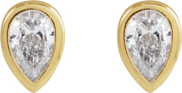 14K Gold Lab-Grown Diamond Pear Bezel-Set Stud Earrings - Yellow Gold - view 2