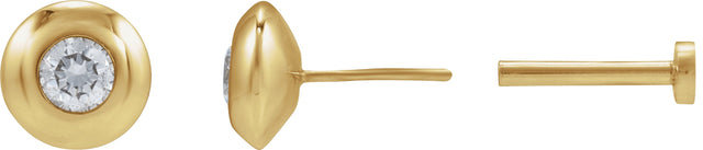 14K Gold Natural Diamond Round Bezel-Set Stud Earrings – 1.5-5.2mm Stones - Yellow Gold