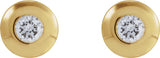 14K Gold Natural Diamond Round Bezel-Set Stud Earrings – 1.5-5.2mm Stones - Yellow Gold - view 2
