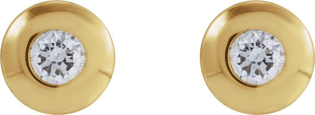14K Gold Natural Diamond Round Bezel-Set Stud Earrings – 1.5-5.2mm Stones - Yellow Gold - view 2