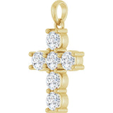 14K Gold Round Natural Diamond Accented Cross Necklace or Pendant – up to 1 1/2 CTW - Yellow Gold - view 2
