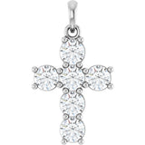 Platinum Round Lab-Grown Diamond Accented Cross Necklace or Pendant – up to 1 5/8 CTW