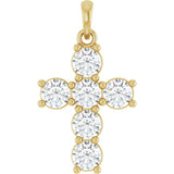 14K Gold Round Natural Diamond Accented Cross Necklace or Pendant – up to 1 1/2 CTW - Yellow Gold