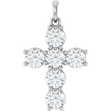 Platinum Round Lab-Grown Diamond Accented Cross Necklace or Pendant – up to 1 5/8 CTW