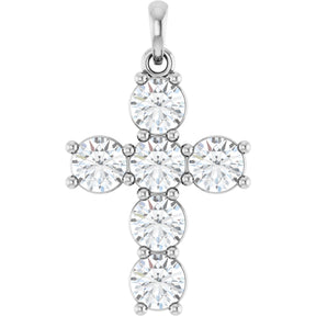 Platinum Round Lab-Grown Diamond Accented Cross Necklace or Pendant – up to 1 5/8 CTW