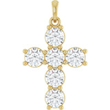 14K Gold Round Lab-Grown Diamond Accented Cross Necklace or Pendant – up to 1 1/2 CTW - Yellow Gold