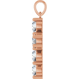 14K Gold Round Natural Diamond Accented Cross Necklace or Pendant – up to 1 1/2 CTW - Rose Gold - view 3