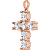 14K Gold Round Lab-Grown Diamond Accented Cross Necklace or Pendant – up to 1 1/2 CTW - Rose Gold - view 2
