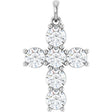 Platinum Round Natural Diamond Accented Cross Necklace or Pendant – up to 1 3/8 CTW