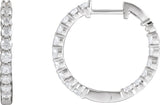 14K Gold Round Lab-Grown Diamond Inside-Outside Hoop Earrings – up to 1/2 CTW - White Gold