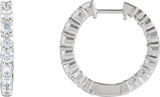14K Gold Round Lab-Grown Diamond Inside-Outside Hoop Earrings – up to 1/2 CTW - White Gold