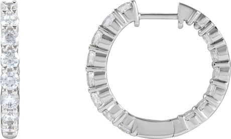 14K Gold Round Lab-Grown Diamond Inside-Outside Hoop Earrings – up to 1/2 CTW - White Gold