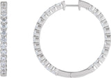 14K Gold Round Lab-Grown Diamond Inside-Outside Hoop Earrings – up to 1/2 CTW - White Gold