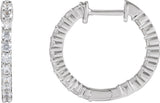 14K Gold Round Lab-Grown Diamond Inside-Outside Hoop Earrings – up to 1/2 CTW - White Gold