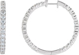 14K Gold Round Lab-Grown Diamond Inside-Outside Hoop Earrings – up to 1/2 CTW - White Gold