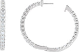 14K Gold Round Lab-Grown Diamond Inside-Outside Hoop Earrings – up to 1/2 CTW - White Gold - view 4