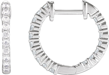 14K Gold Round Lab-Grown Diamond Inside-Outside Hoop Earrings – up to 1/2 CTW - White Gold