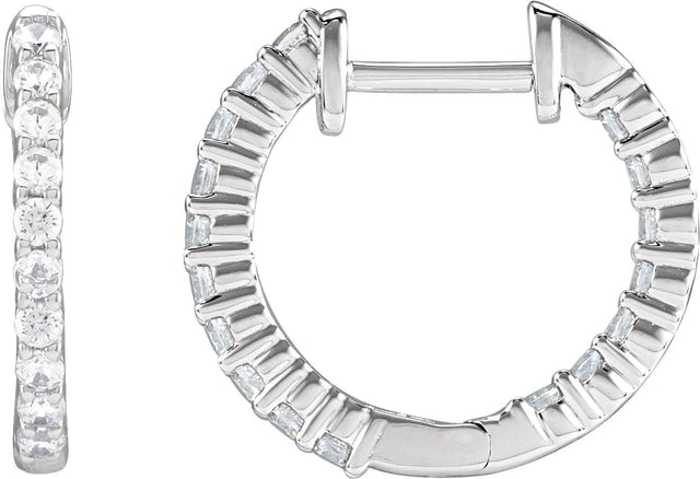 14K Gold Round Lab-Grown Diamond Inside-Outside Hoop Earrings – up to 1/2 CTW - White Gold
