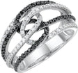 14K Gold Round Natural Diamond Interlocking Ring – 3/4 CTW