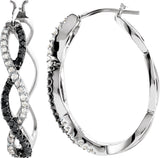 14K Gold Round Natural Diamond Criss-Cross Hoop Earrings II