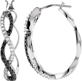 14K Gold Round Natural Diamond Criss-Cross Hoop Earrings II