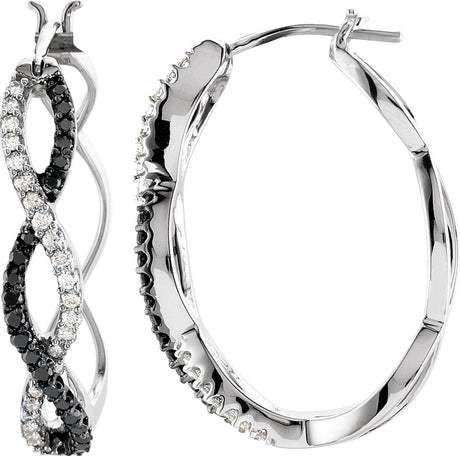 14K Gold Round Natural Diamond Criss-Cross Hoop Earrings II