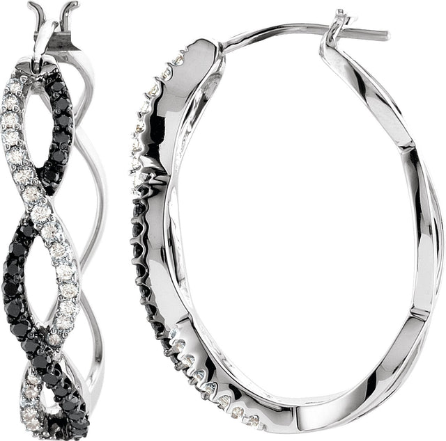 14K Gold Round Natural Diamond Criss-Cross Hoop Earrings II