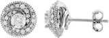 14K Gold Natural Diamond Round Halo-Style Earrings