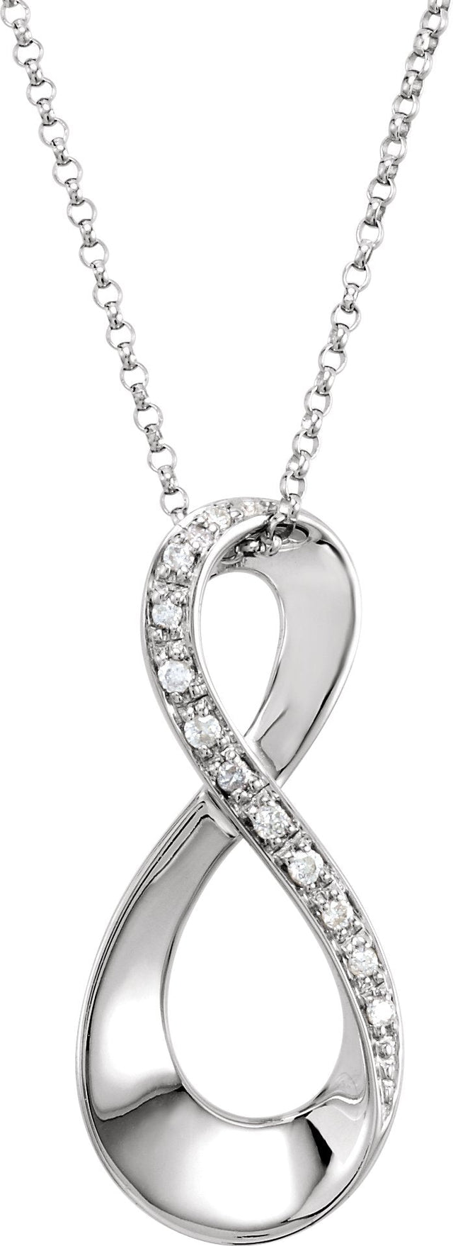 14K Gold Round Natural Diamond Infinity-Inspired Necklace – 05 CTW