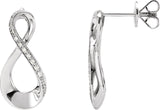14K Gold Round Natural Diamond Accented Infinity-Inspired Earrings - White Gold