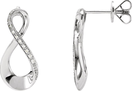 14K Gold Round Natural Diamond Accented Infinity-Inspired Earrings - White Gold