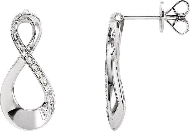 14K Gold Round Natural Diamond Accented Infinity-Inspired Earrings - White Gold