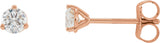 14K Gold Natural Diamond Round 3-Prong Cocktail-Style Stud Earrings – up to 1 1/2 CTW - Rose Gold