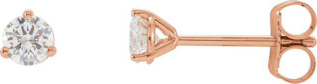 14K Gold Natural Diamond Round 3-Prong Cocktail-Style Stud Earrings – up to 1 1/2 CTW - Rose Gold