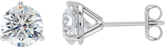 18K Gold Natural Diamond Round 3-Prong Cocktail-Style Stud Earrings