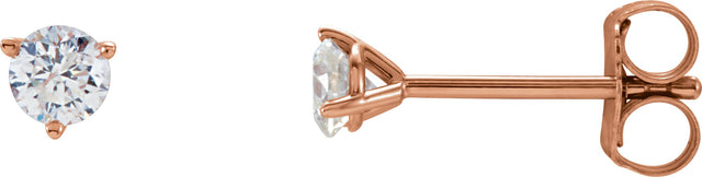 14K Gold Natural Diamond Round 3-Prong Cocktail-Style Stud Earrings – 3-6.3mm Stones - Rose Gold