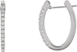 14K Gold Round Natural Diamond Accented U-Hoop Earrings - White Gold