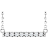 14K Gold Round Natural Diamond French-Set Bar Necklace - White Gold